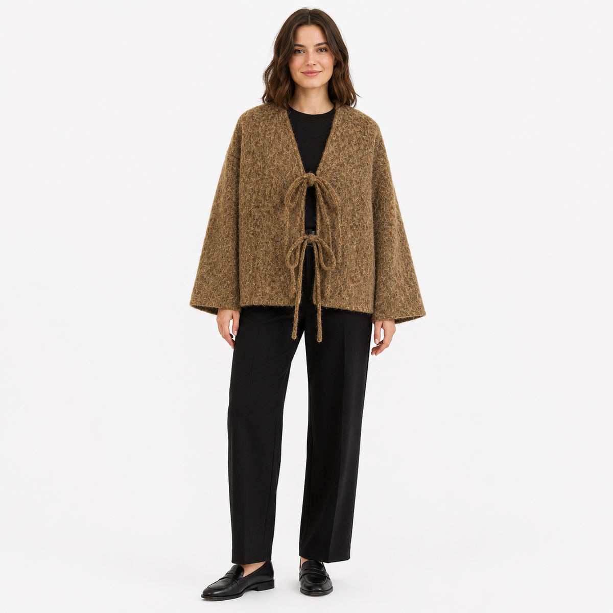 Veste Kimono Femme Écru Ample à Nouer | Mizuha