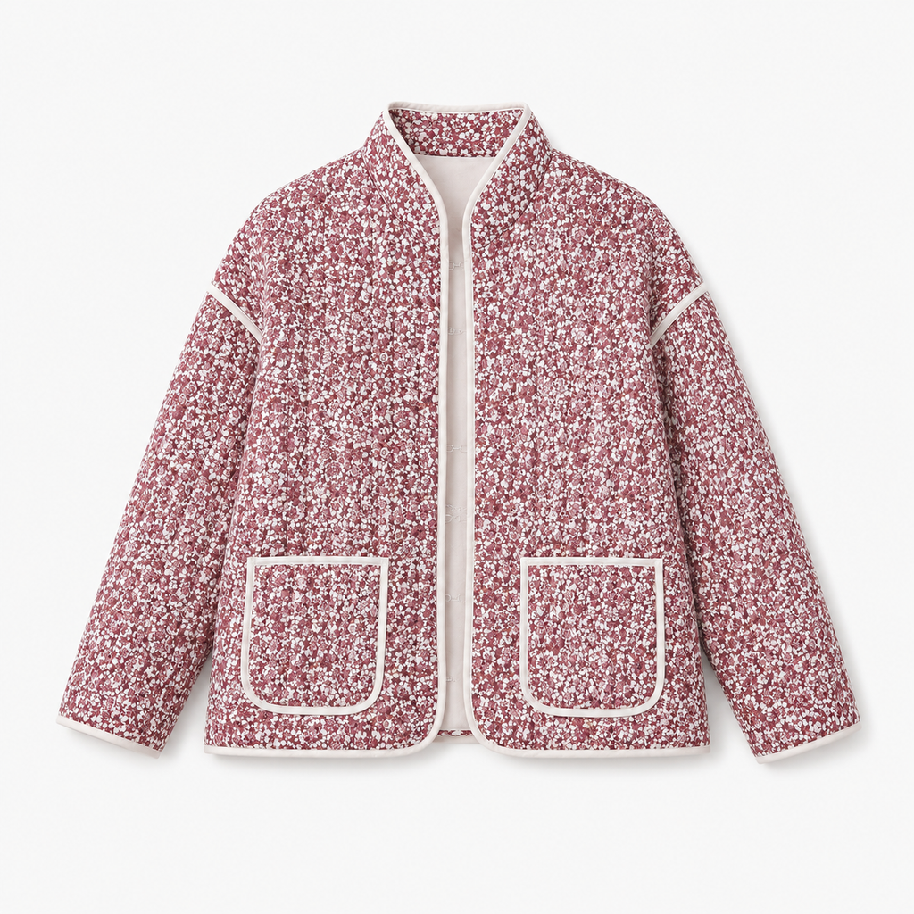 Veste Kimono Femme Matelassée Fleurie Prune | Ayame