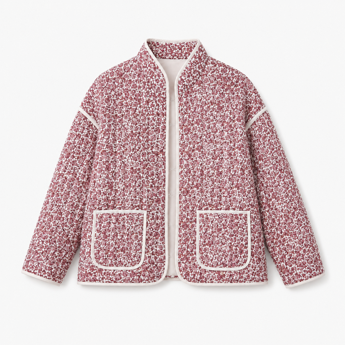 Veste Kimono Femme Matelassée Fleurie Prune | Ayame