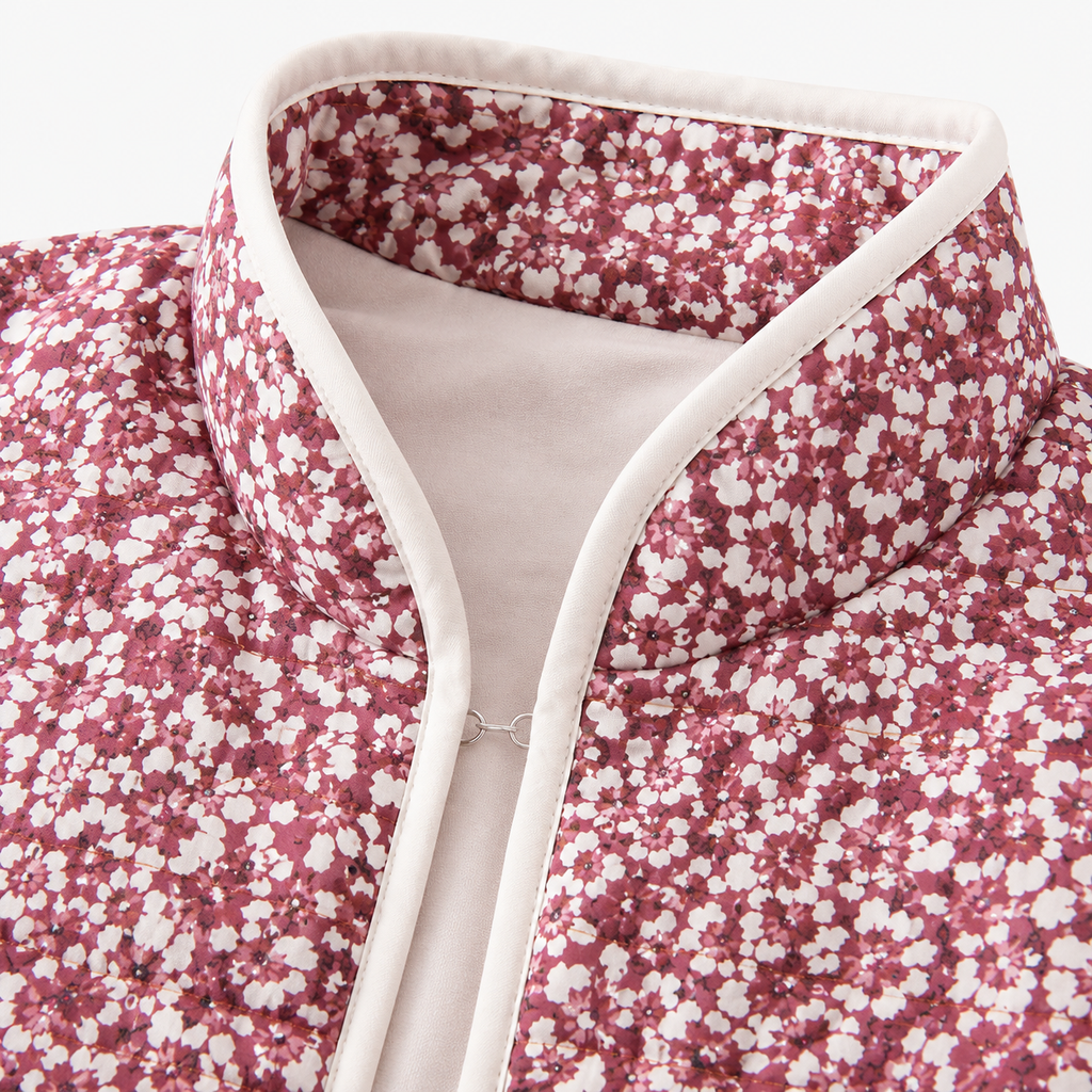 Veste Kimono Femme Matelassée Fleurie Prune | Ayame