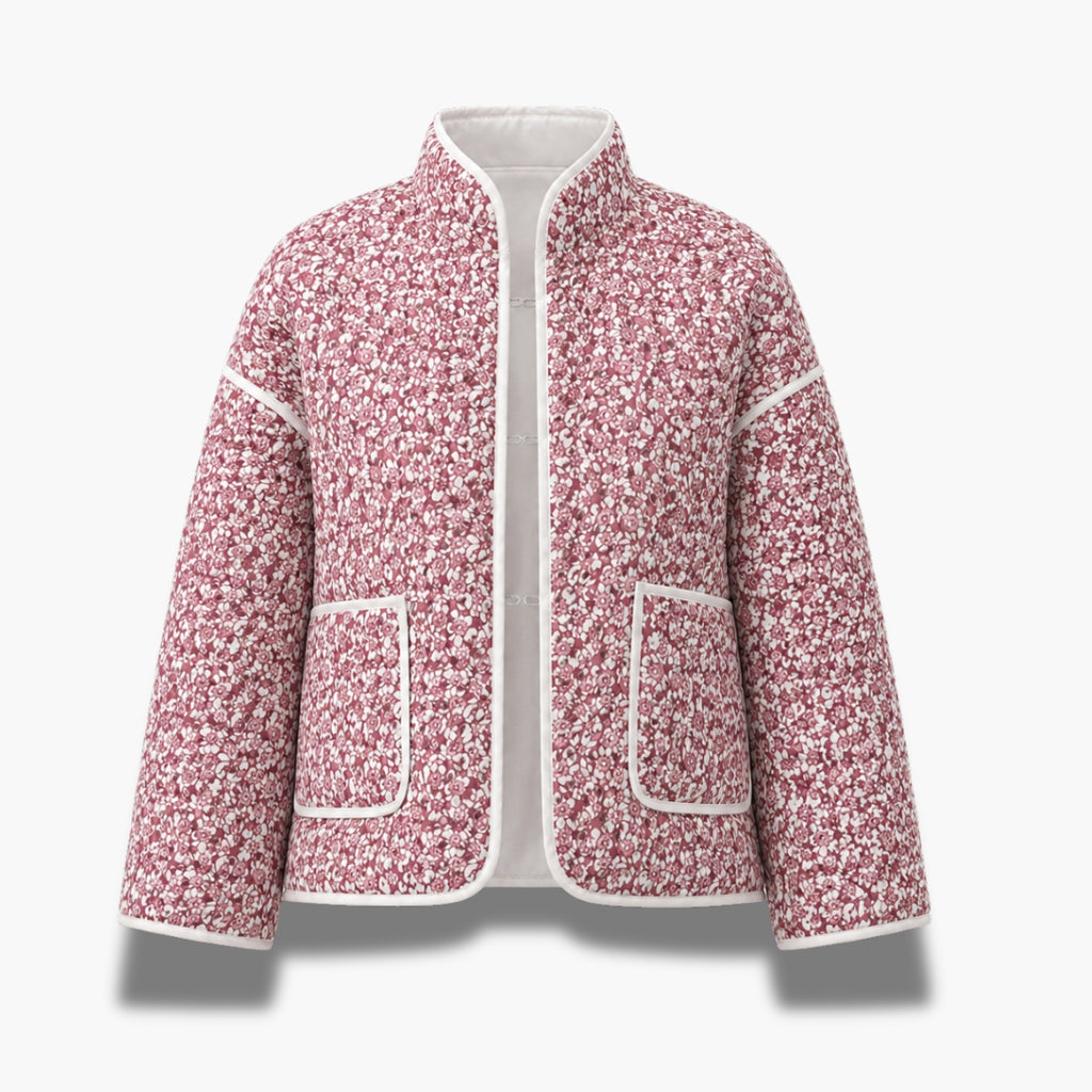 Veste Kimono Femme Matelassée Fleurie Prune | Ayame