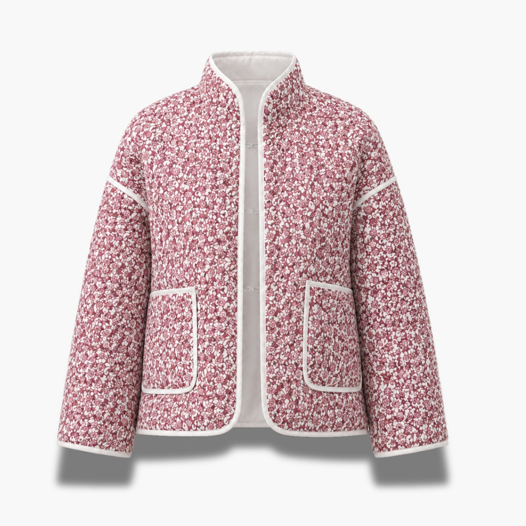 Veste Kimono Femme Matelassée Fleurie Prune | Ayame