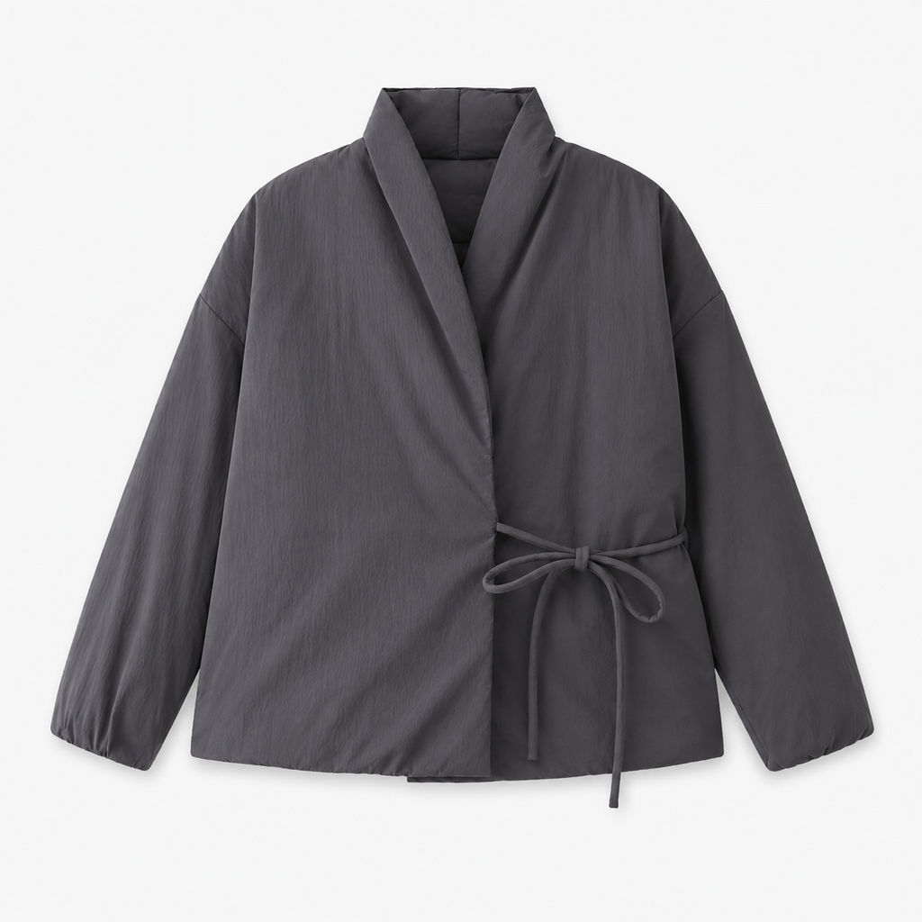 Veste Kimono Femme Matelassée Gris Hiver | Fuyumi