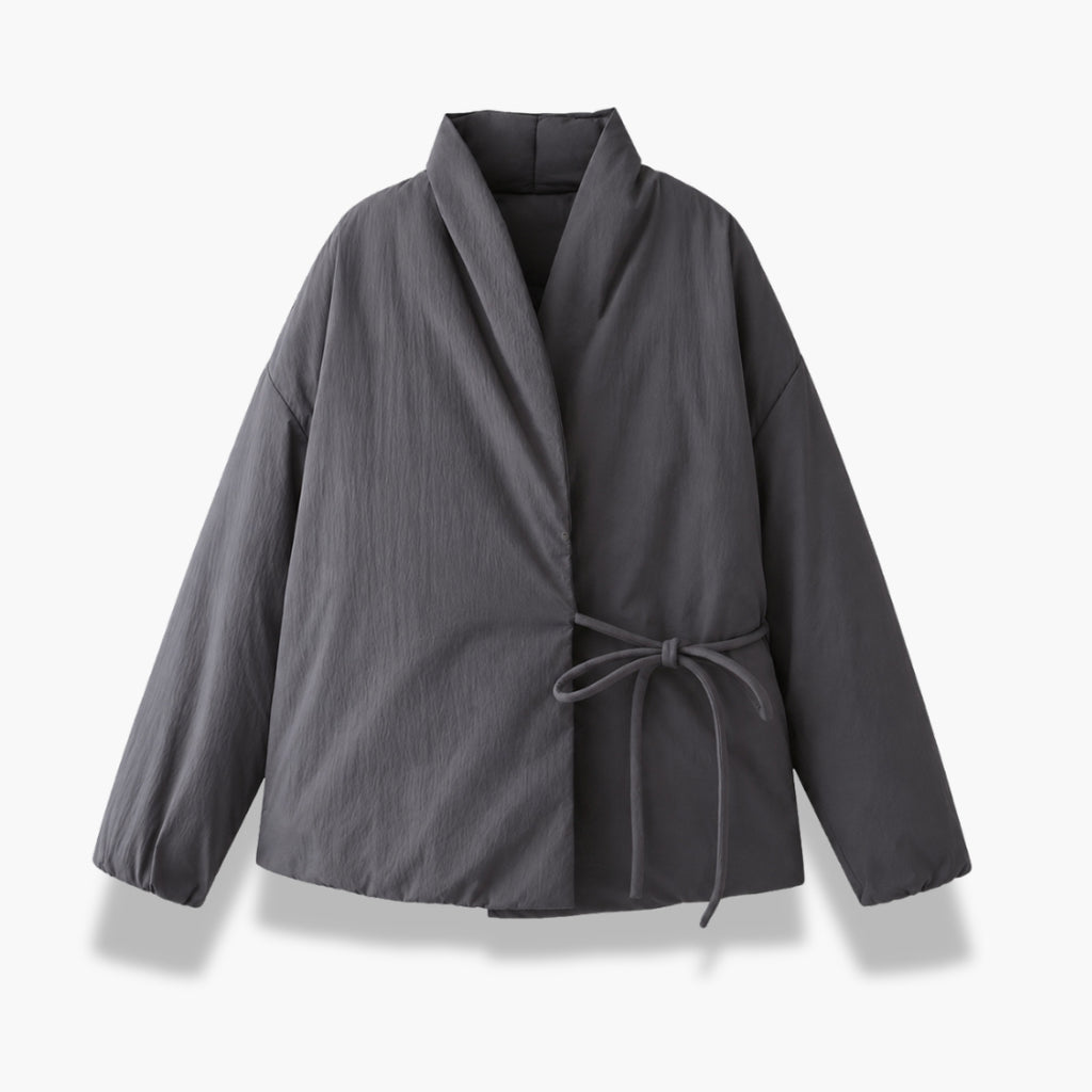 Veste Kimono Femme Matelassée Gris Hiver | Fuyumi