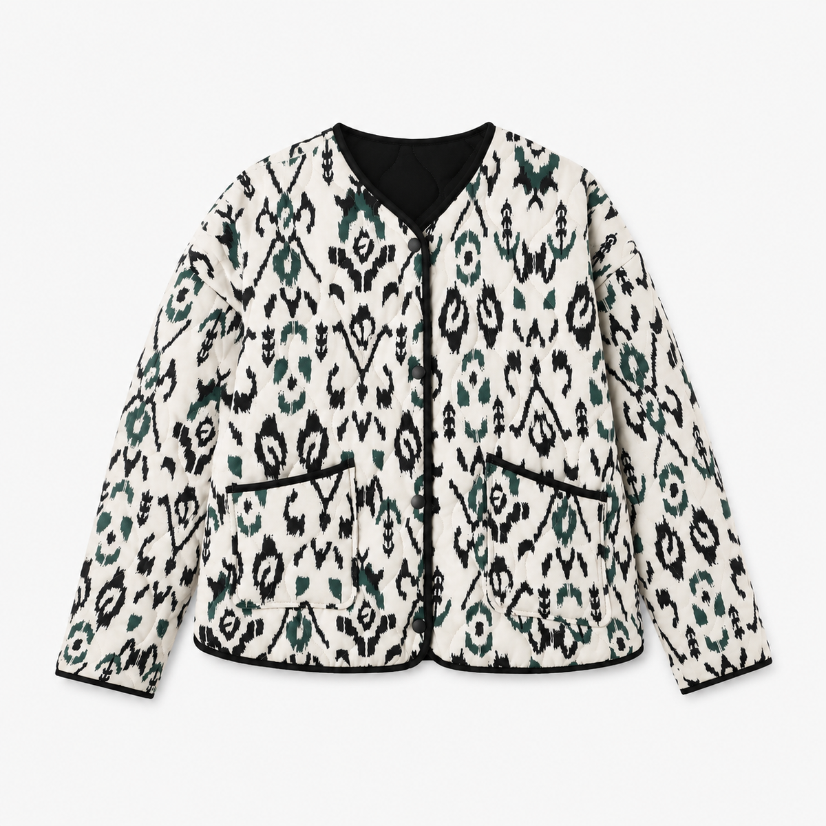 Veste Kimono Femme Matelassée Ikat Blanc | Kaede