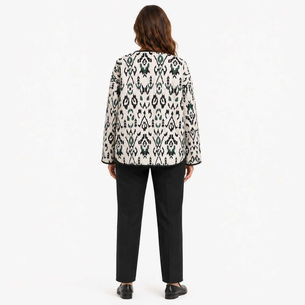 Veste Kimono Femme Matelassée Ikat Blanc | Kaede