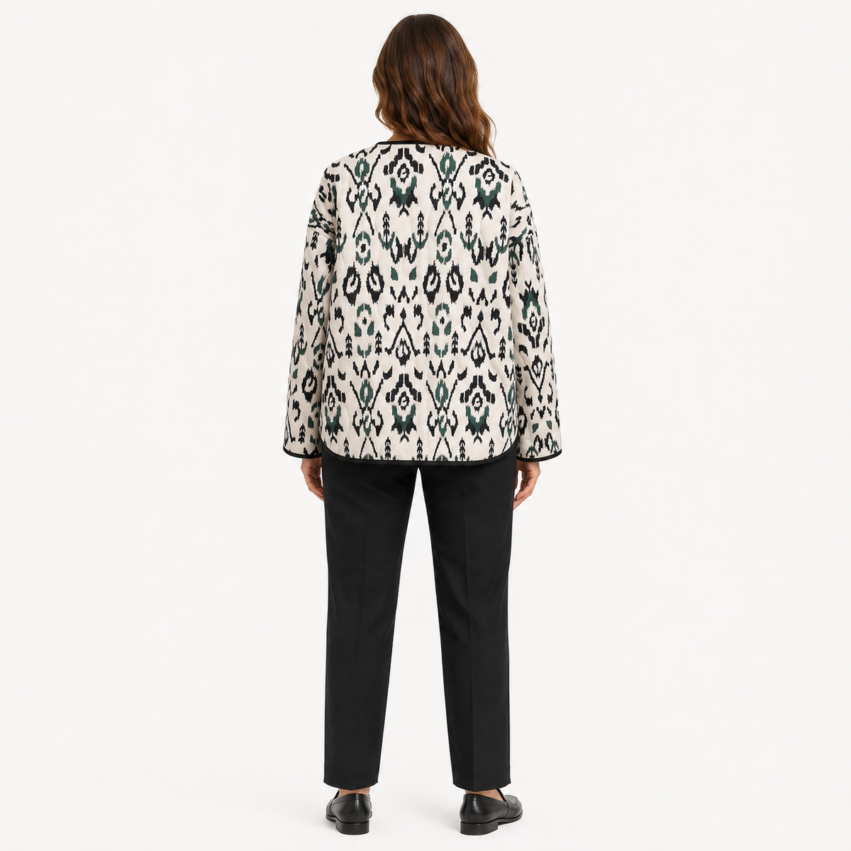 Veste Kimono Femme Matelassée Ikat Blanc | Kaede