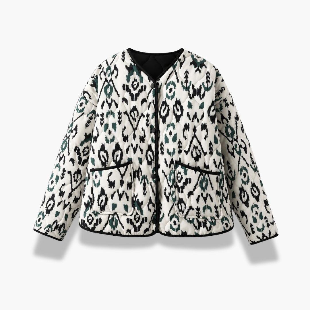 Veste Kimono Femme Matelassée Ikat Blanc | Kaede