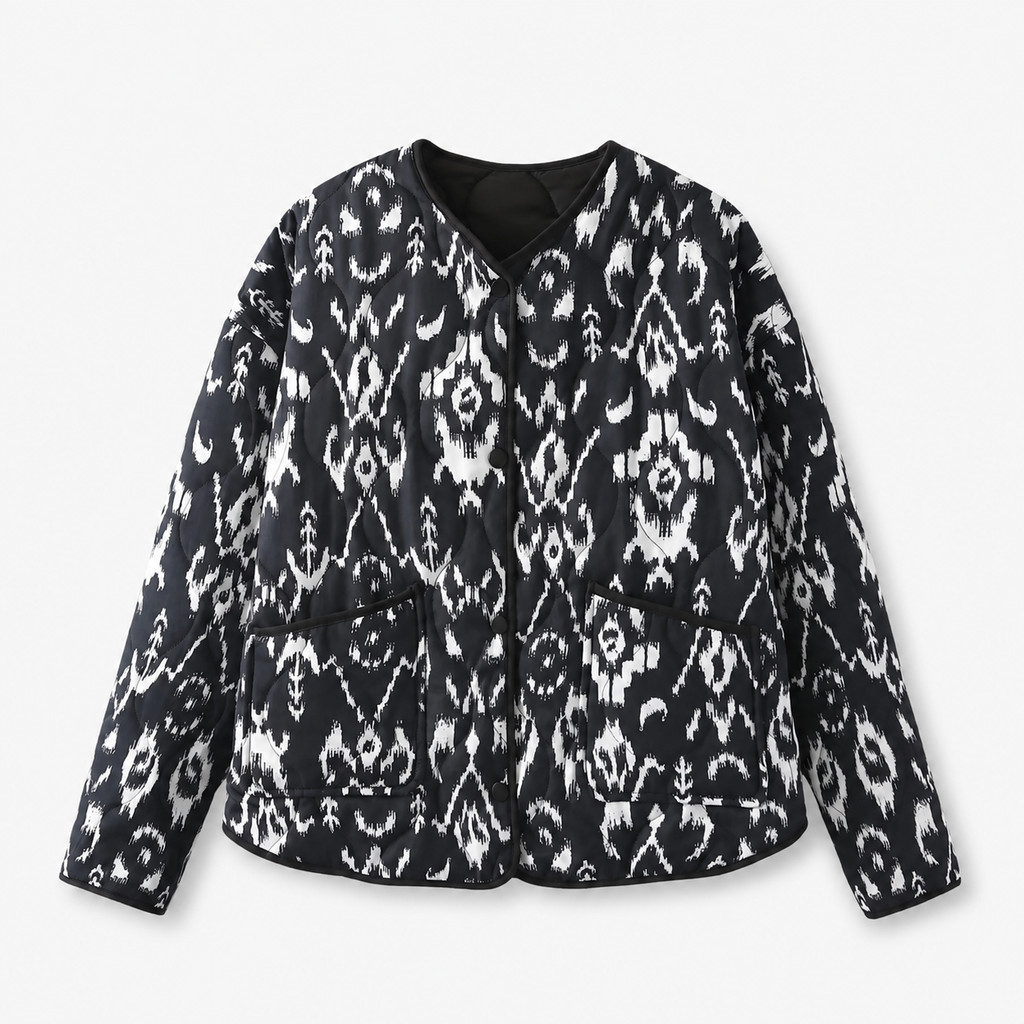 Veste Kimono Femme Matelassée Ikat Blanc | Kaede
