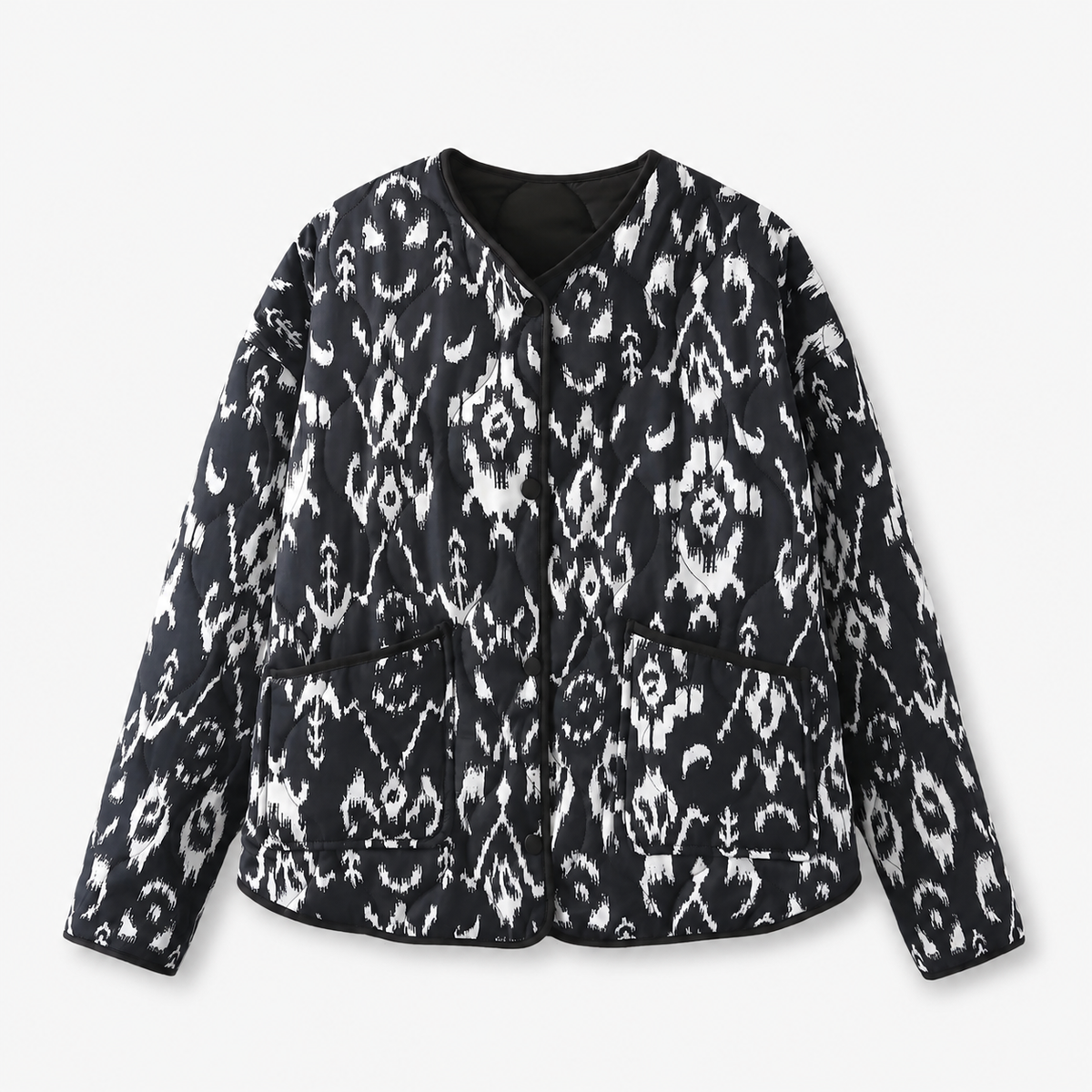 Veste Kimono Femme Matelassée Ikat Blanc | Kaede
