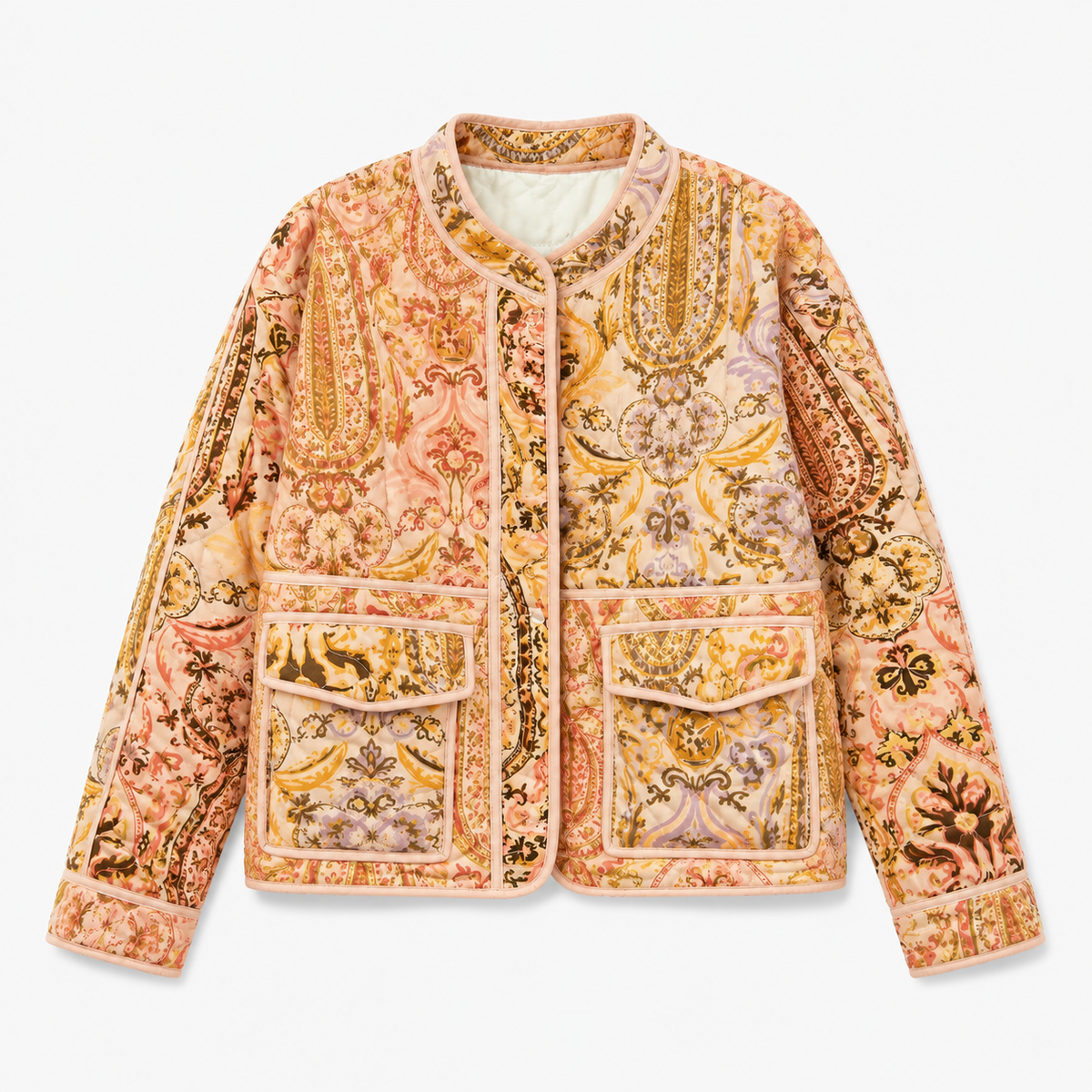 Veste Kimono Femme Matelassée Patchwork Pêche | Momoka