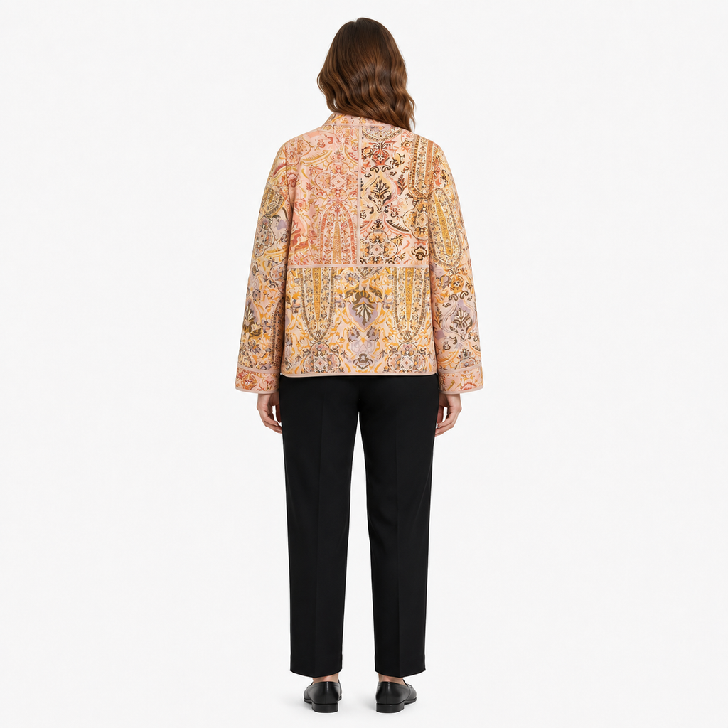 Veste Kimono Femme Matelassée Patchwork Pêche | Momoka
