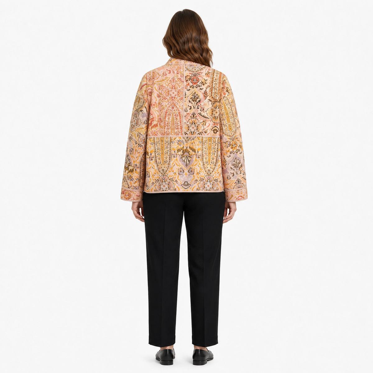 Veste Kimono Femme Matelassée Patchwork Pêche | Momoka