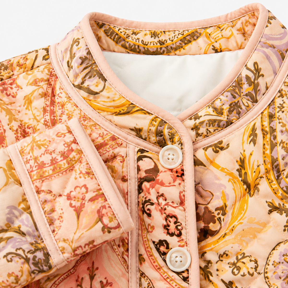 Veste Kimono Femme Matelassée Patchwork Pêche | Momoka
