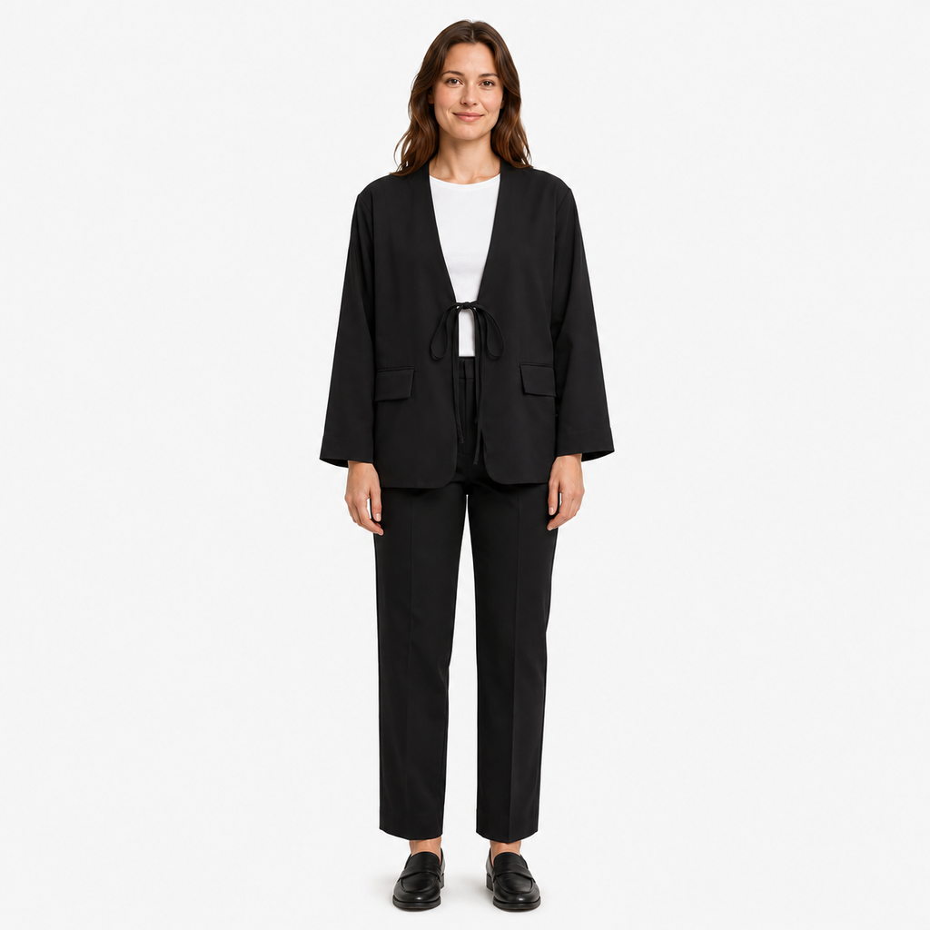 Veste Kimono Femme Noir Oversize Courte | Kuroha