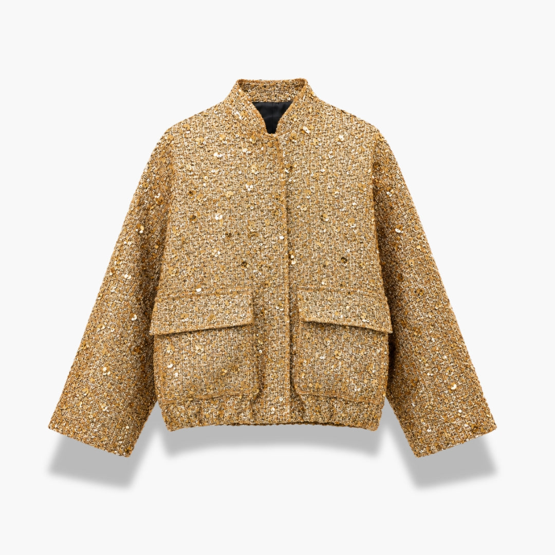 Veste Kimono Femme Pailletée Or Courte | Hikari