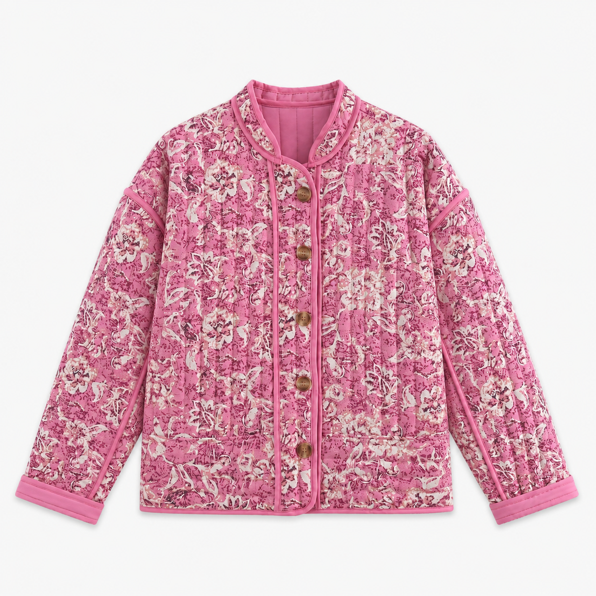 Veste Kimono Femme Rose Matelassée Fleurie | Momoka