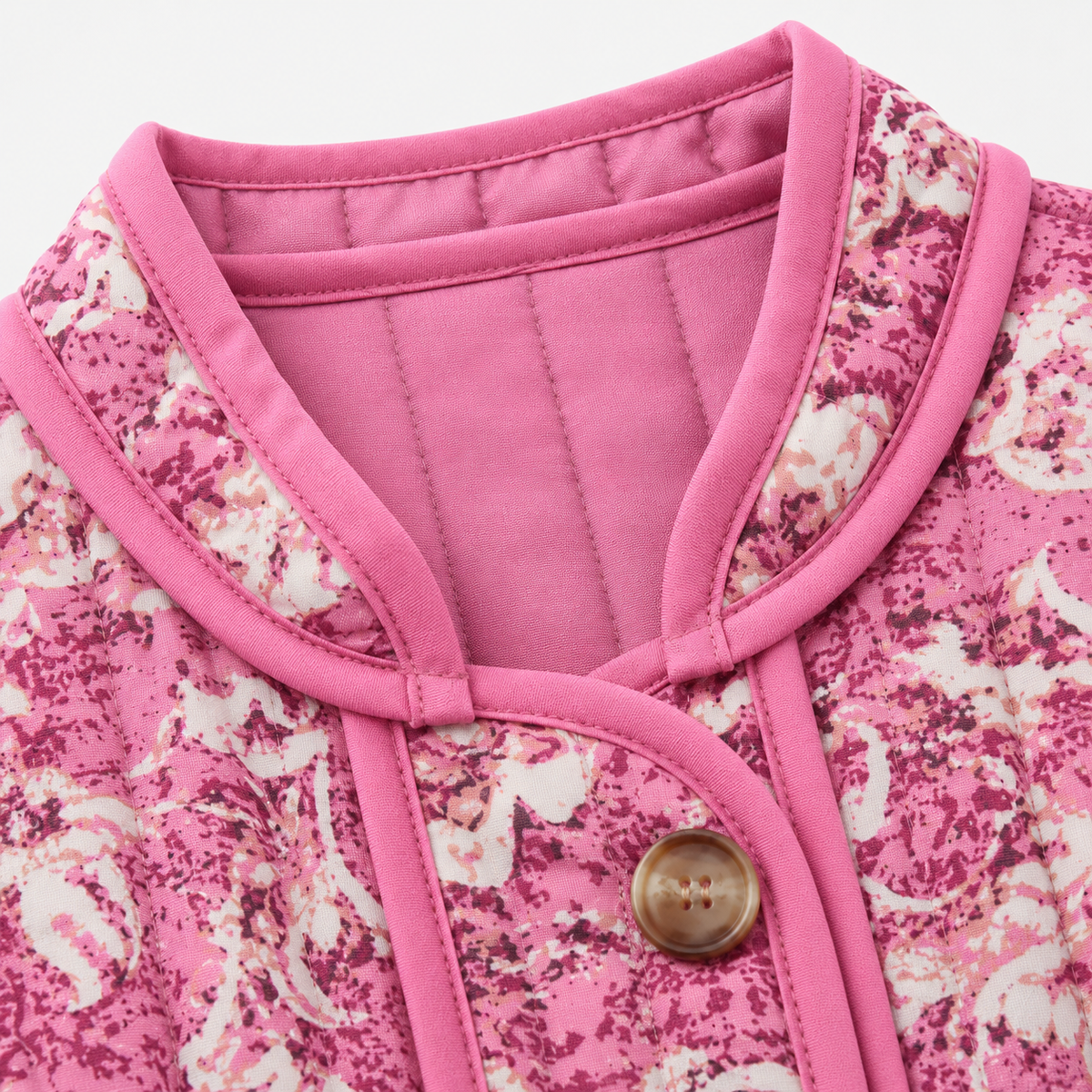 Veste Kimono Femme Rose Matelassée Fleurie | Momoka
