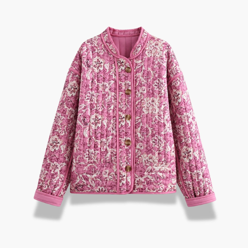 Veste Kimono Femme Rose Matelassée Fleurie | Momoka