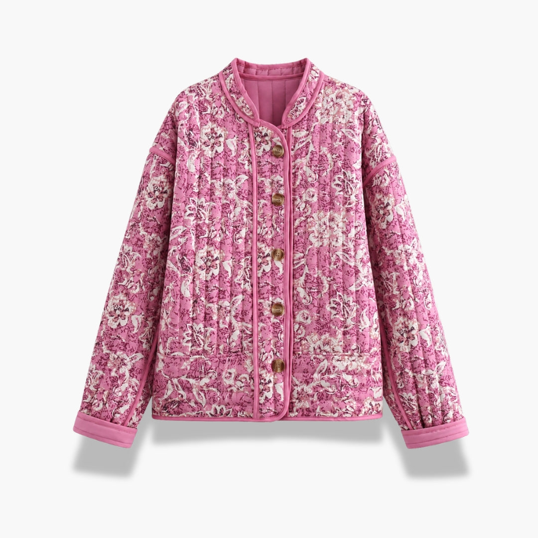 Veste Kimono Femme Rose Matelassée Fleurie | Momoka