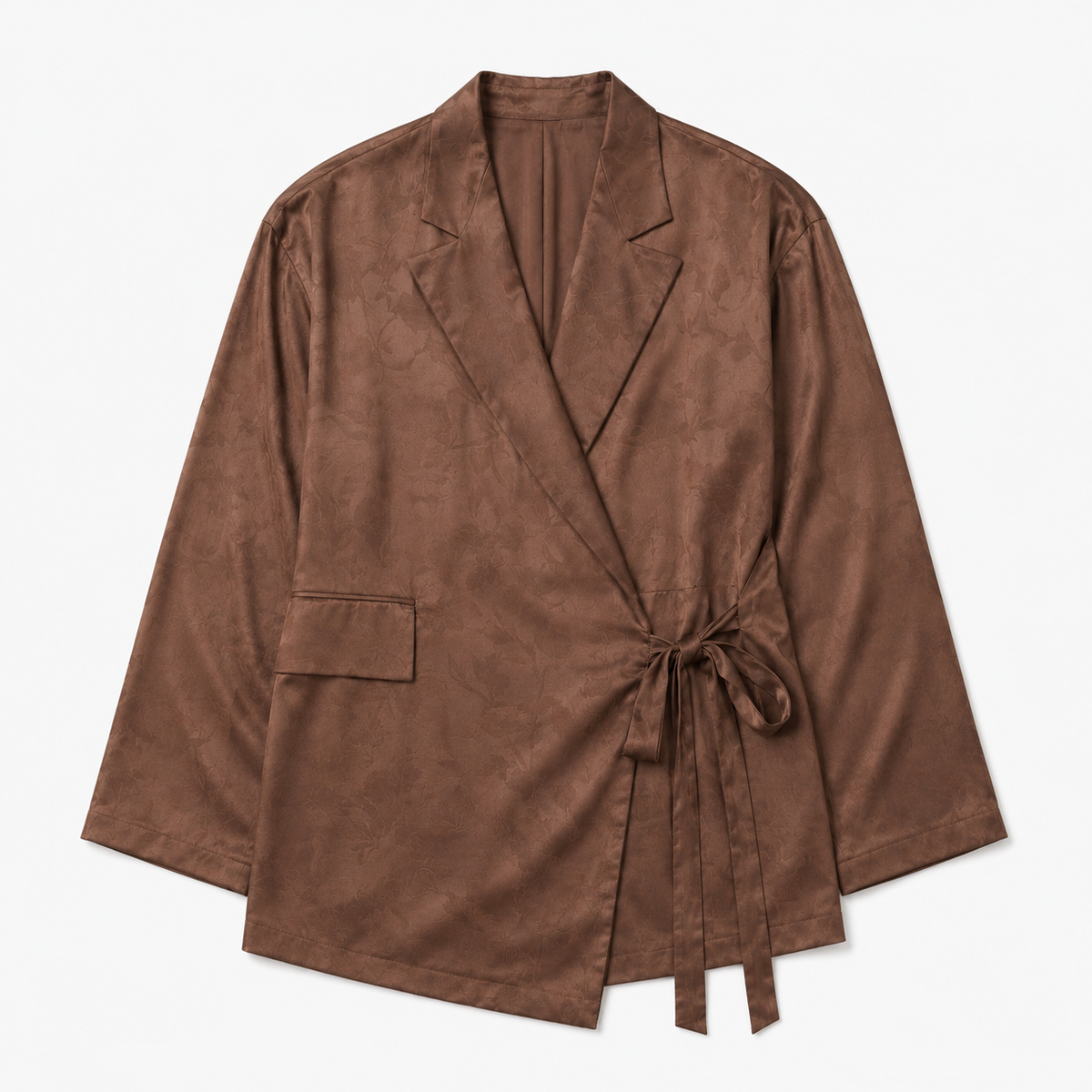Veste Kimono Femme Satin Brun Japonais | Kaori
