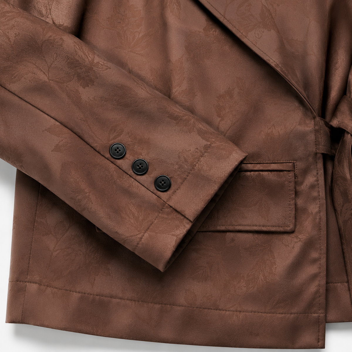 Veste Kimono Femme Satin Brun Japonais | Kaori