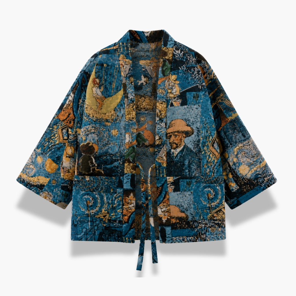 Veste Kimono Homme Bleu Nuit Japonais | Seiran