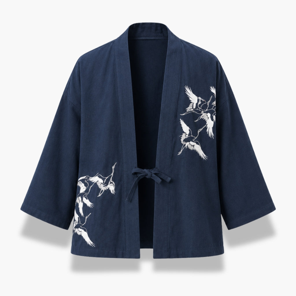 Veste Kimono Homme Brodée Noir Japonais | Kōji