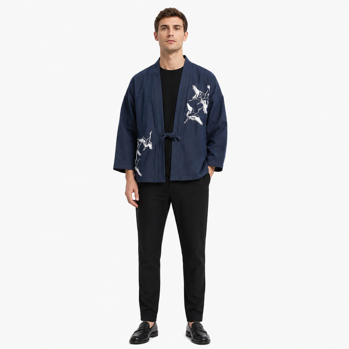 Veste Kimono Homme Brodée Noir Japonais | Kōji