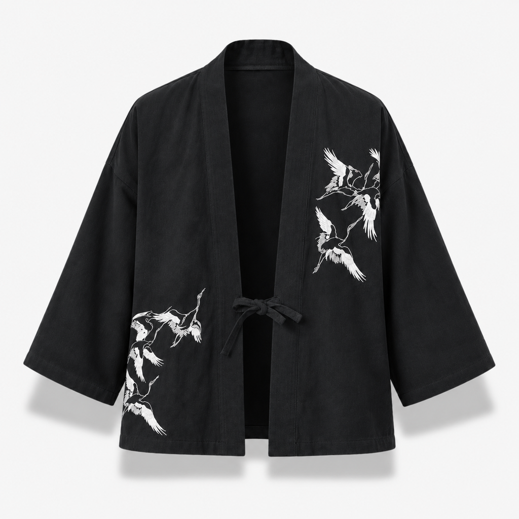 Veste Kimono Homme Brodée Noir Japonais | Kōji