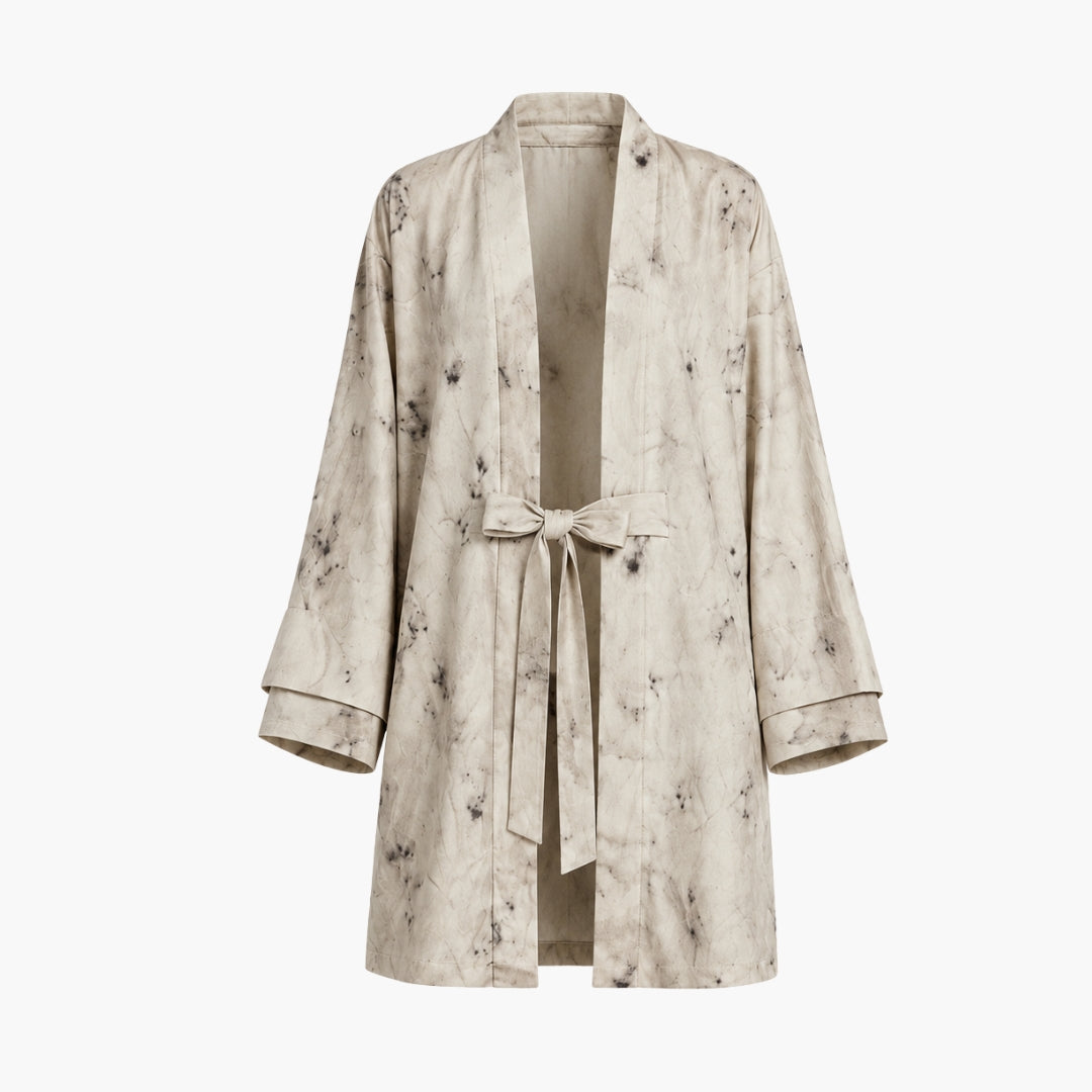 Veste Kimono Unisexe Blanche Mi-longue | Shiroha
