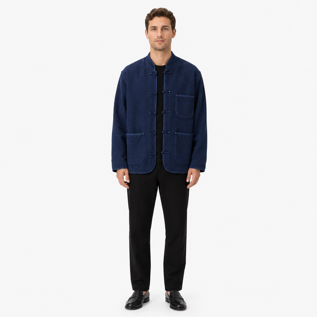 Veste Kimono Homme Coton Bleu Indigo | Kaede