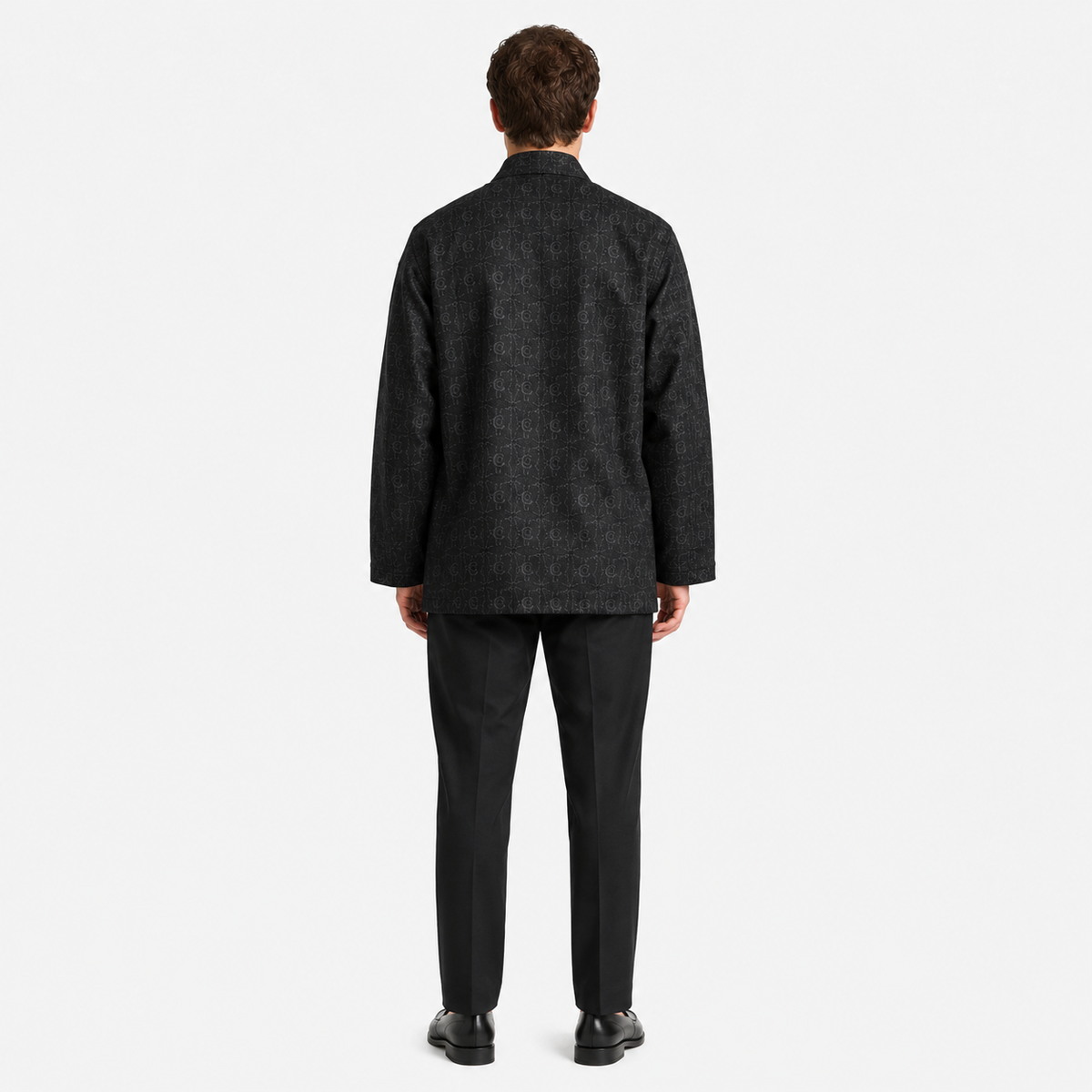 Veste Kimono Homme Jacquard Cache-Cœur Noir | Ryōka
