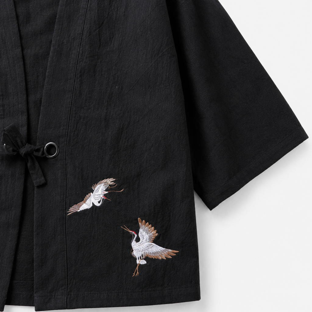 Veste Kimono Homme Noir Légère Japonaise | Kurogane