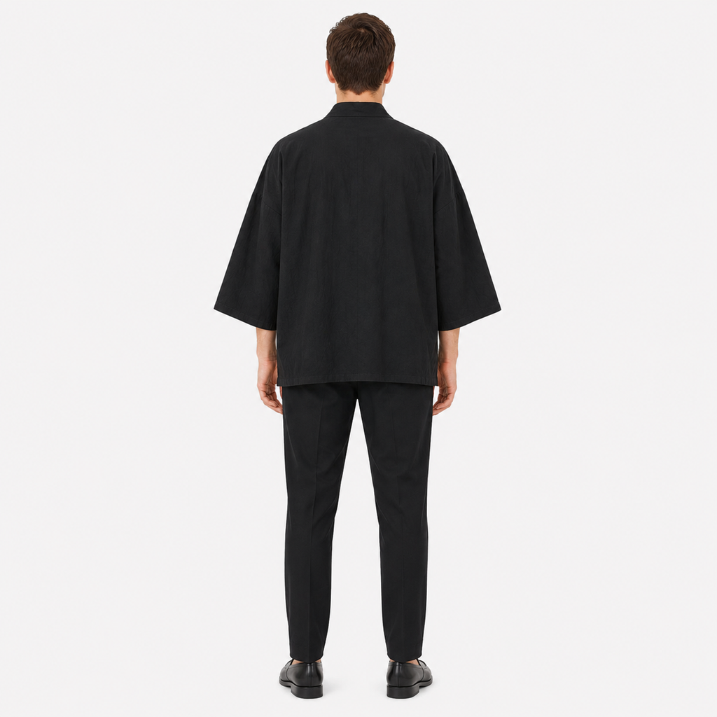 Veste Kimono Homme Noir Légère Japonaise | Kurogane