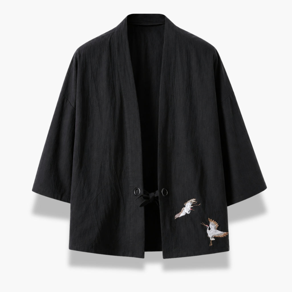 Veste Kimono Homme Noir Légère Japonaise | Kurogane