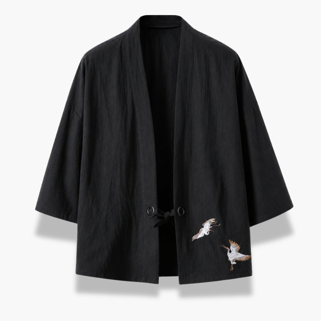 Veste Kimono Homme Noir Légère Japonaise | Kurogane