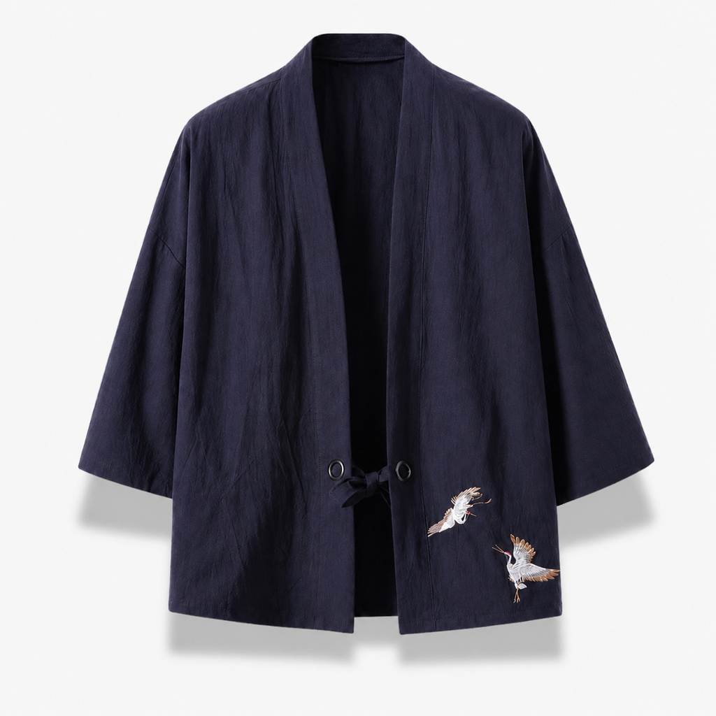 Veste Kimono Homme Noir Légère Japonaise | Kurogane