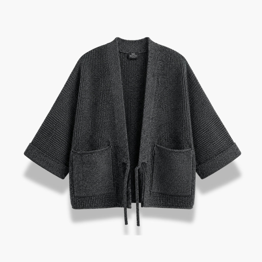 Veste Kimono Homme Tricot Anthracite Unisexe | Kiyora