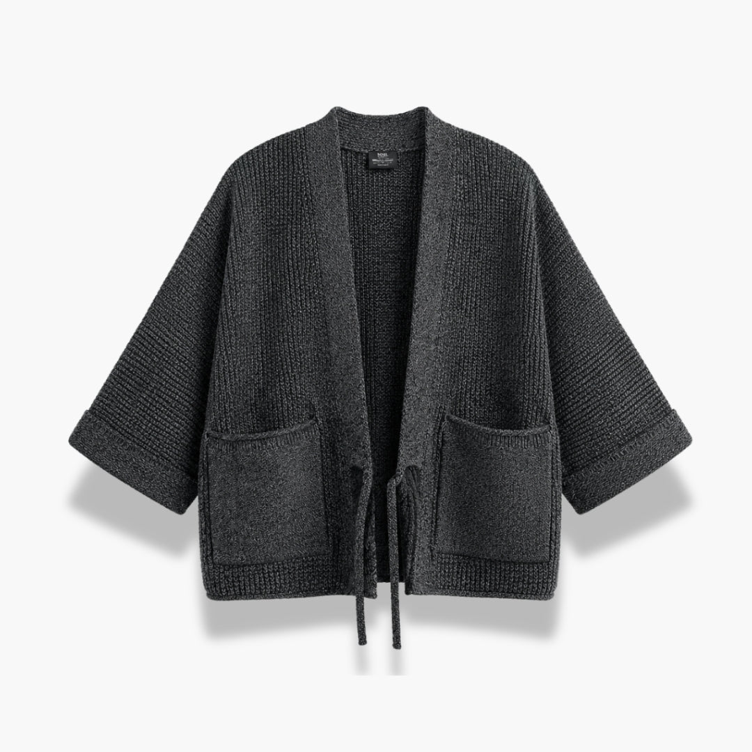 Veste Kimono Homme Tricot Anthracite Unisexe | Kiyora