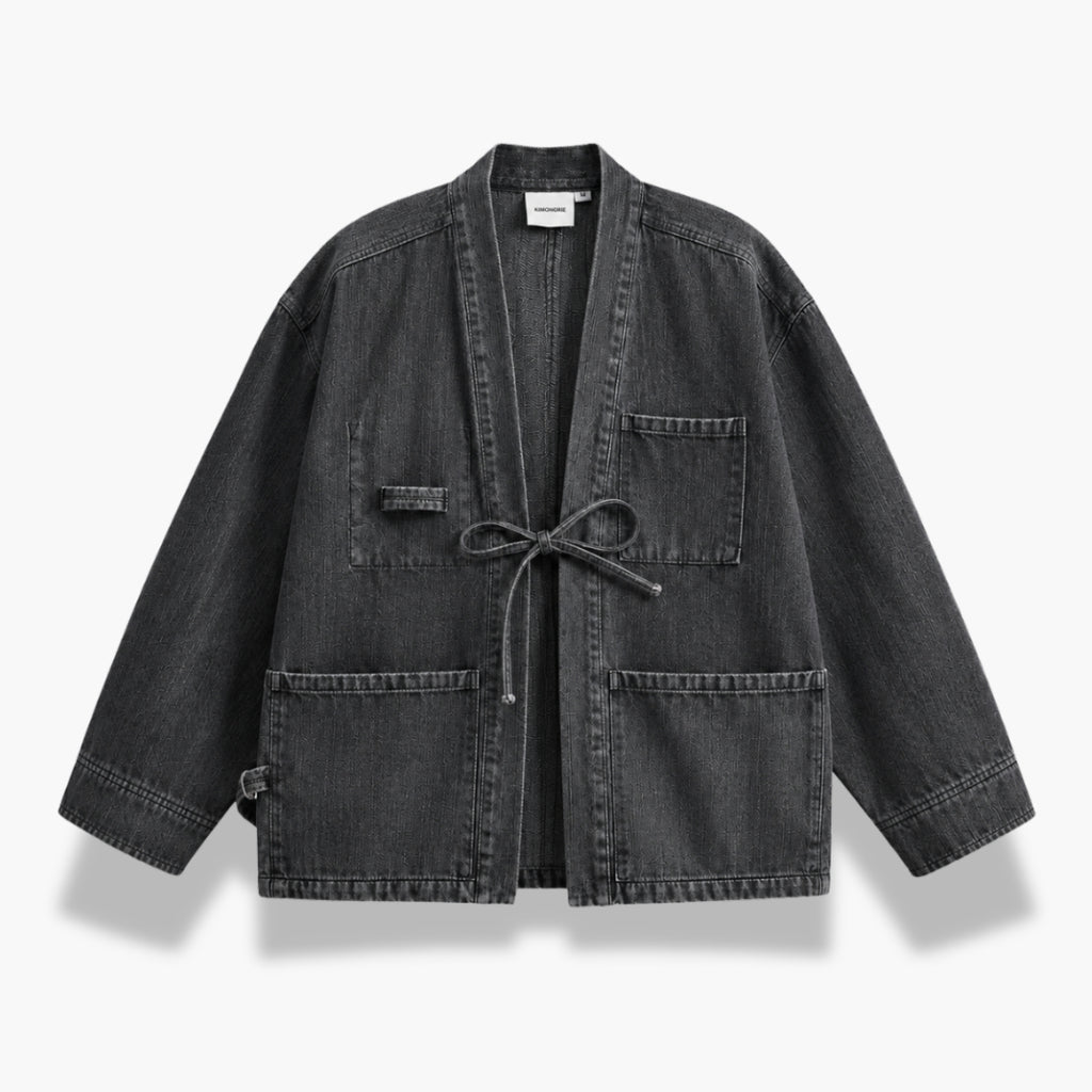 Veste Kimono Jean Unisexe Noir Indigo | Takumi