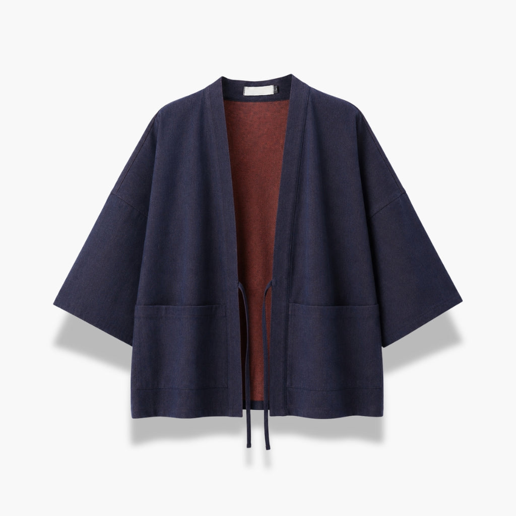 Veste Kimono Mixte Denim Réversible Bleu | Kaizen