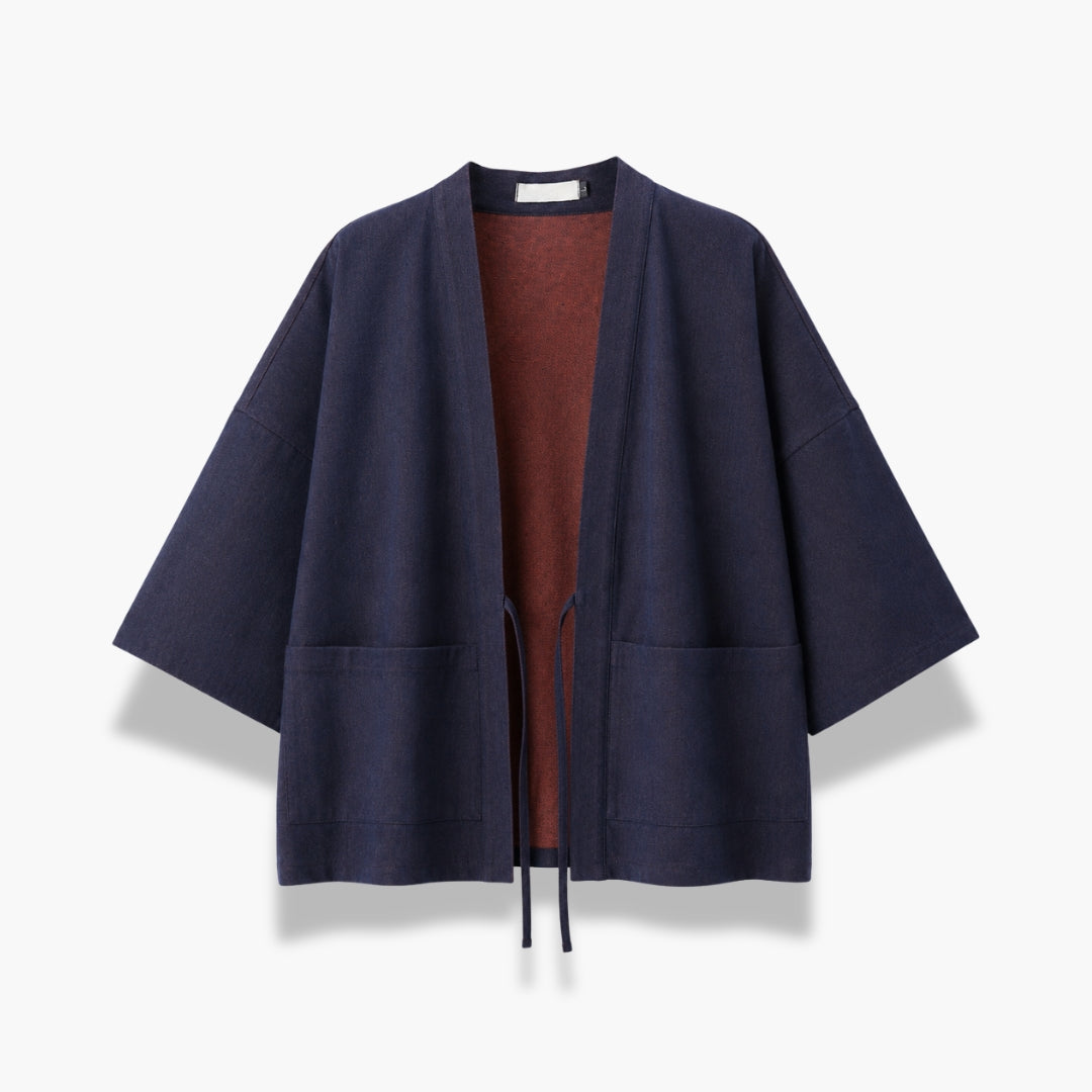 Veste Kimono Mixte Denim Réversible Bleu | Kaizen