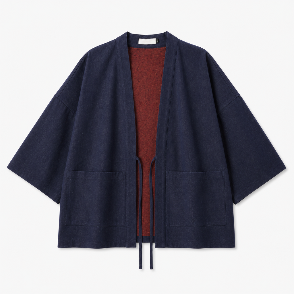 Veste Kimono Mixte Denim Réversible Bleu | Kaizen