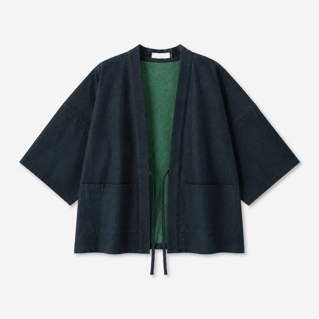 Veste Kimono Mixte Denim Réversible Bleu | Kaizen