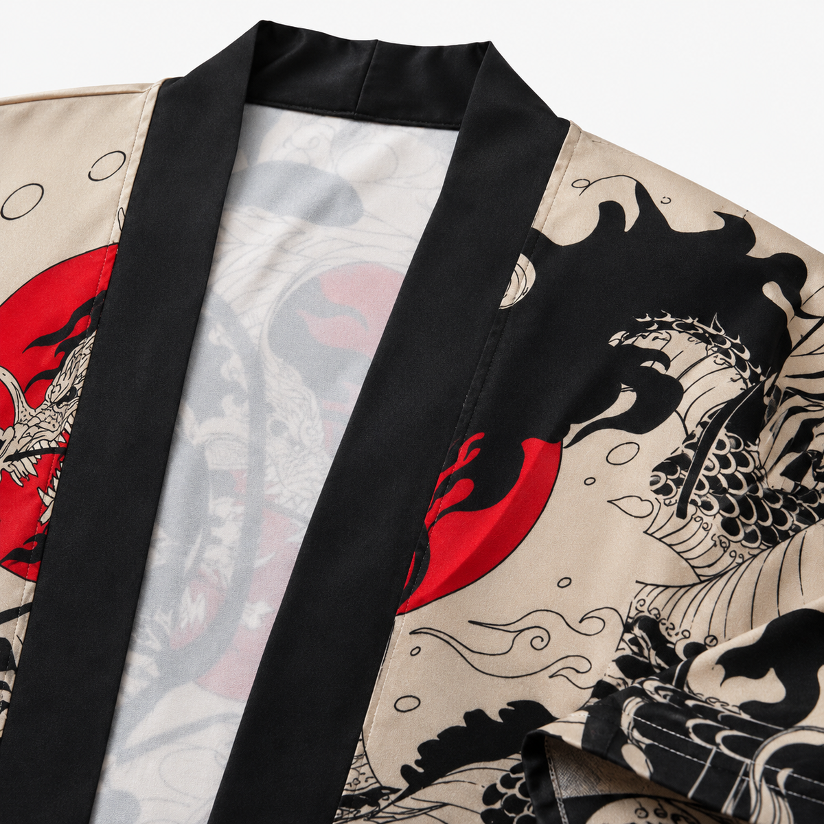 Veste Kimono Mixte Dragon Beige Japonais | Ryūka