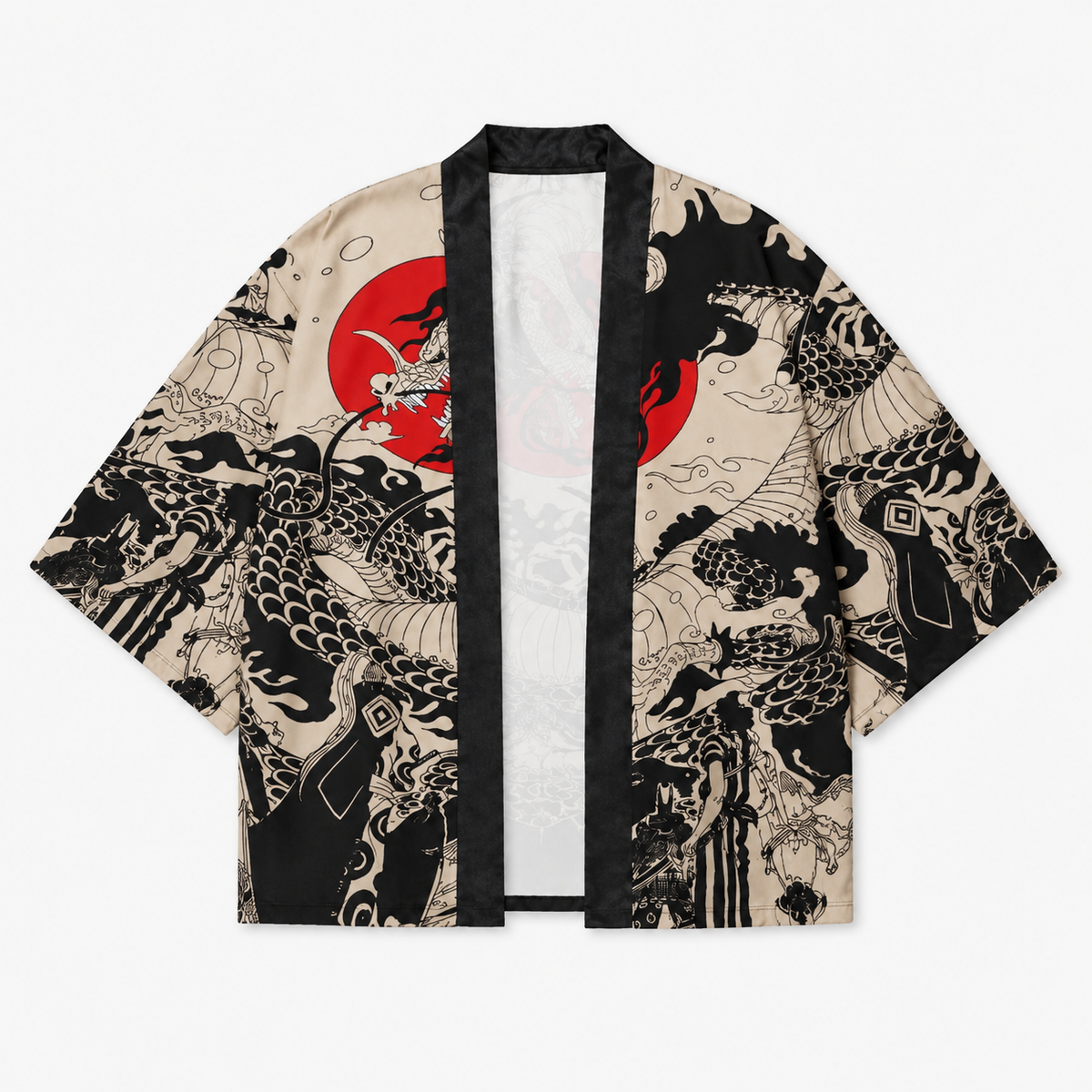 Veste Kimono Mixte Dragon Beige Japonais | Ryūka