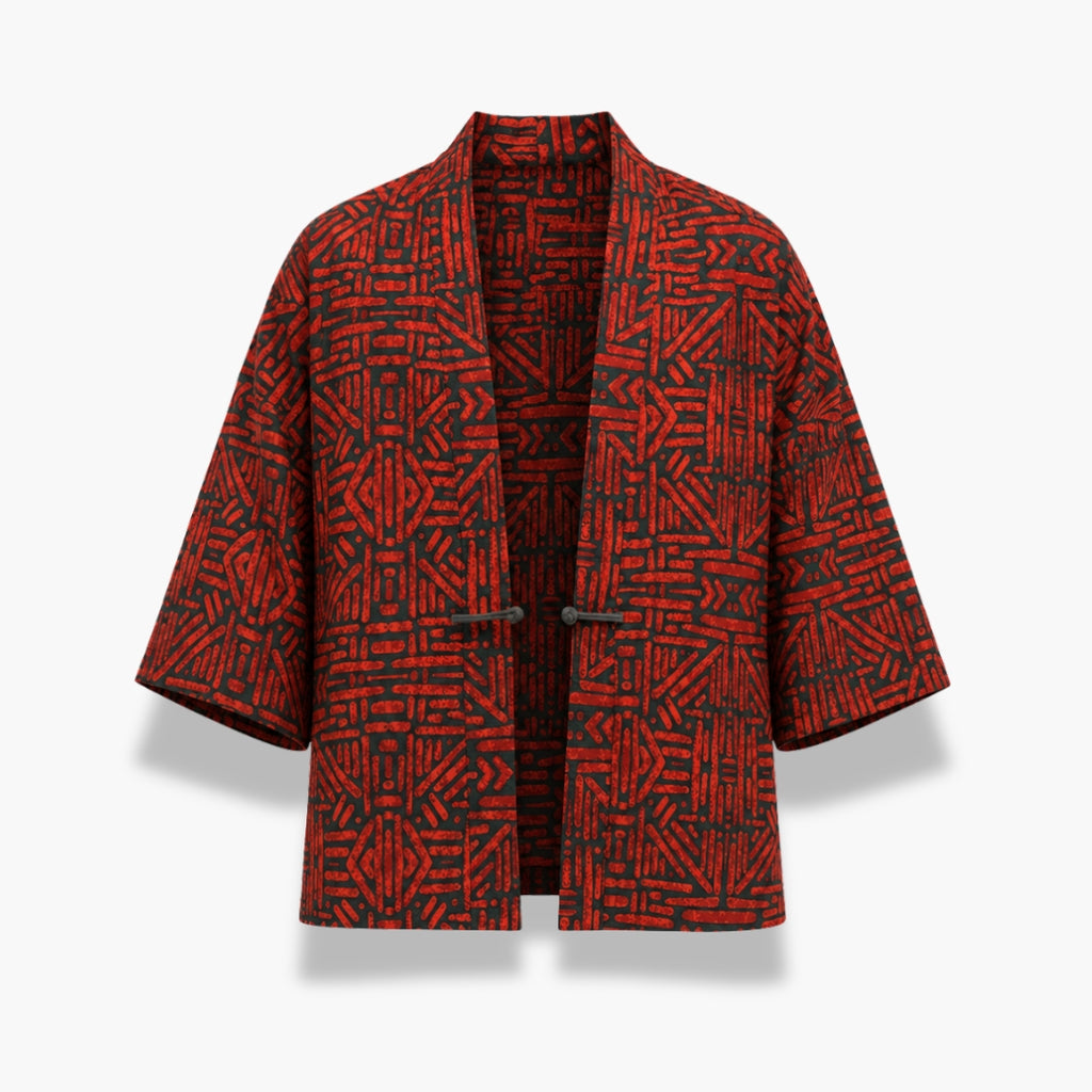 Veste Kimono Mixte Patchwork Rouge Vermillon | Kurenai