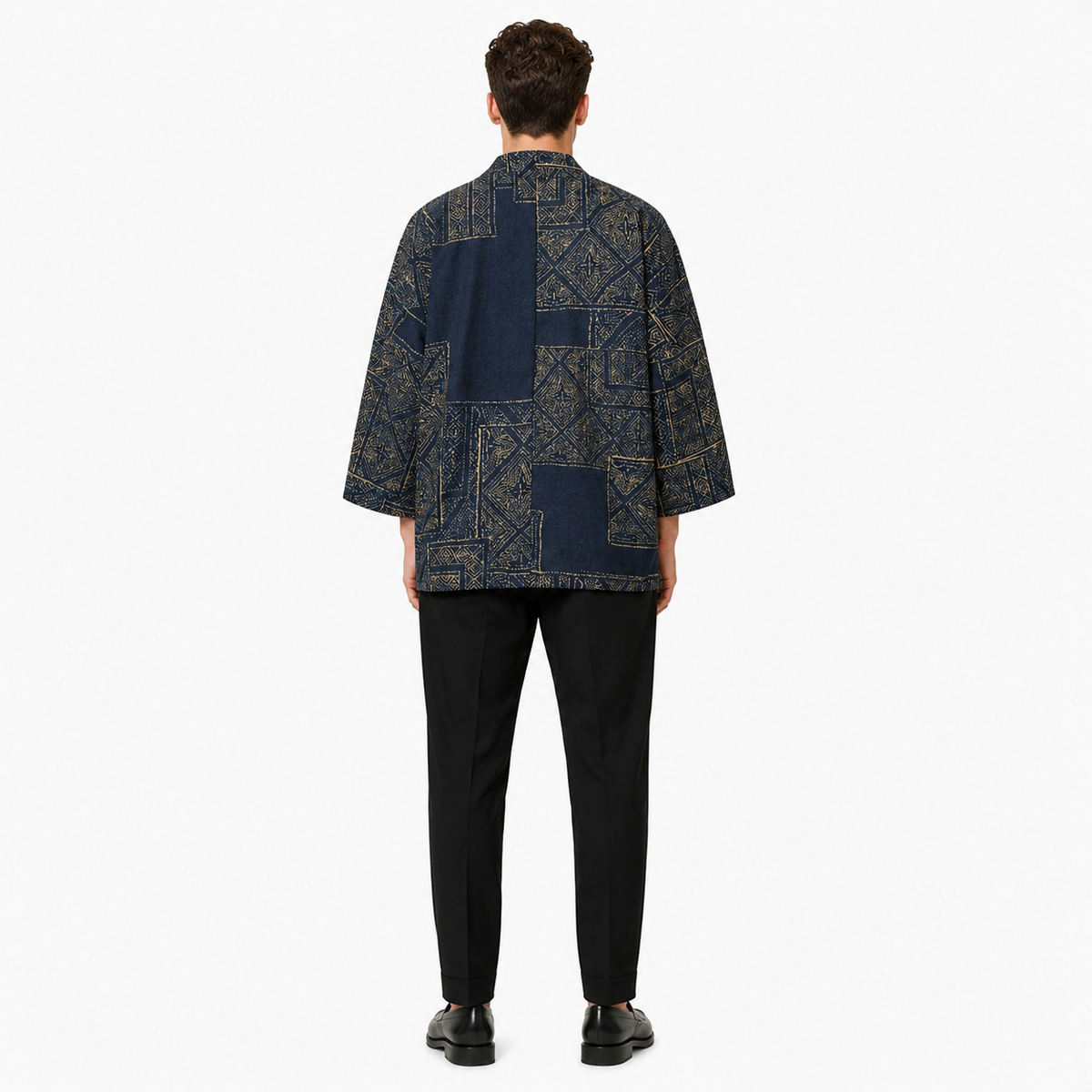 Veste Kimono Patchwork Bleu Outremer Mixte | Kōrin