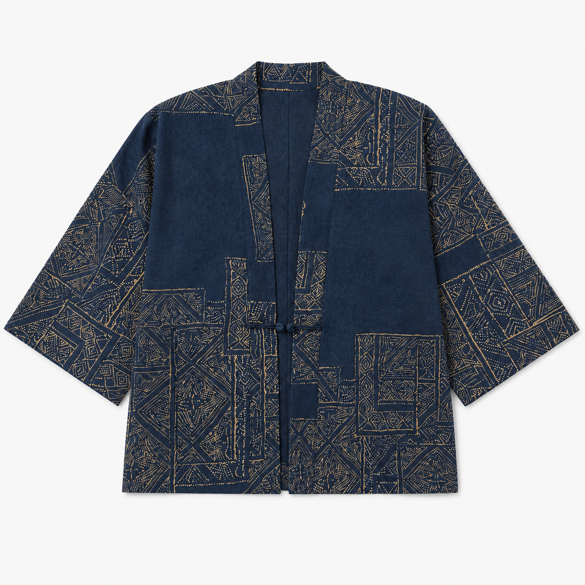 Veste Kimono Patchwork Bleu Outremer Mixte | Kōrin